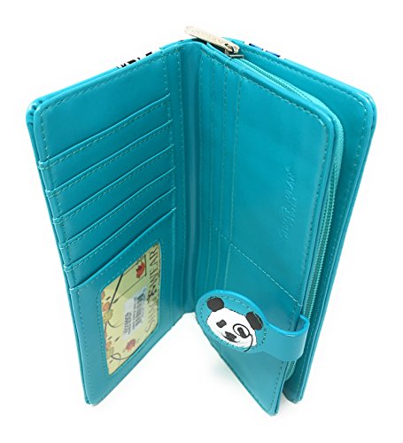 Shag Wear Panda Repeat Large Animal Wallet for Women and Teen Girls Vegan Faux Leather 7" Teal4