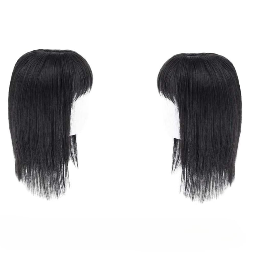 Clip in Toppers 13.8 Inch Synthetic Straight Hair Fluffy Bangs Hair Toppers for Women Daily Life (Light brown,35cm)