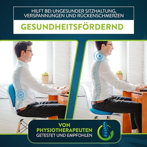 ZenOne Sports® Balance Kissen I Ballsitzkissen für Koordinations- & Rückentraining I Orthopädisches Sitzkissen I Luftkissen für Fitnesstraining inkl. Pumpe & Workout-Guide I Balancekissen