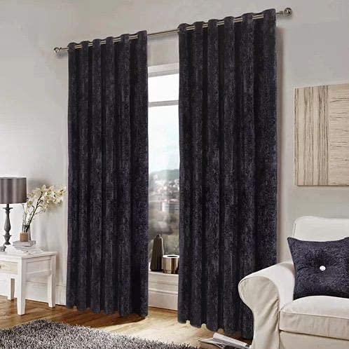 Image of Velvet Curtains | Heavy Soft Premium Velvet Drapes for Bedroom and Living Room | Semi Light Blocking, Thermal Insulated and Noise Reducing Door Panels | 6 Feet, Set of 2 (Black)