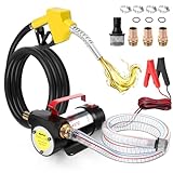 GEARLASSO Oil Diesel Transfer Pump 12V Electric Fuel Transfer Pump Kit 12 GPM with Auto Shut-Off Nozzle & 2M Inlet Hose & 4M Outlet Hose for Diesel Kerosene