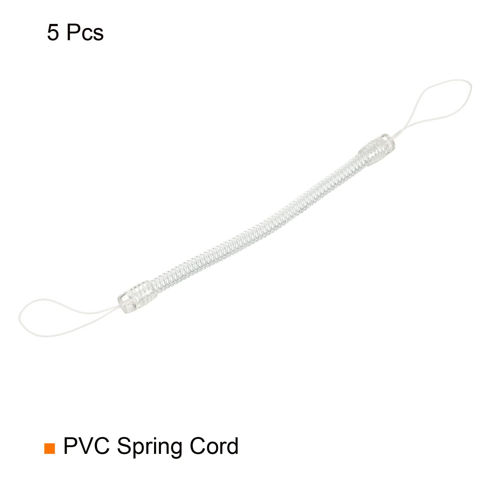 PATIKIL Retractable Spring Coil Strap 5", 5 Pack Plastic Spiral Stretchy Key Holder Stylus Lanyard Cord, Clear - Image 3