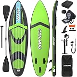 JOOLOOG Stand Up Paddle Board, 15 cm Dickes, aufblasbares Paddleboard mit Kajaksitz für alle Schwierigkeitsstufen, 320 x 81 x 15 cm, Grün