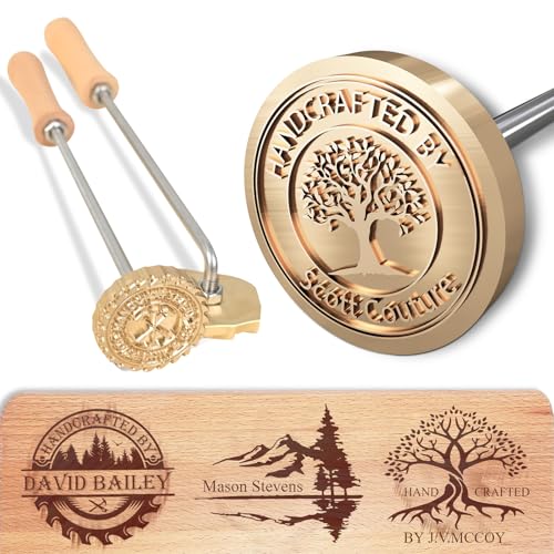 KAINSY Custom Wood Branding Iron, Personalized Burning Stamp for Leather Meat Food Wood, Flame Heated Metal Stamp with Customized Logo Design, Wedding Party Wood Worker Bread Making Gifts(1.5 inches)
