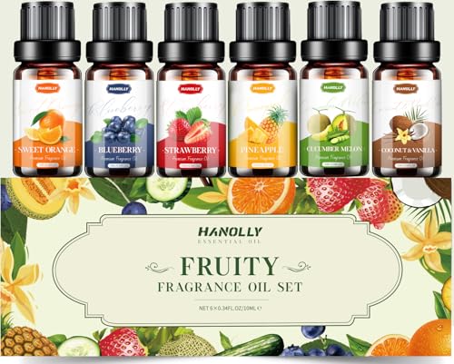 HANOLLY Aceites Esenciales 6 x 10ML，Juego de Difusor Aceites Esenciales Aromaterapia para Humidificador，Aceite Esencial ambientadores de hogar
