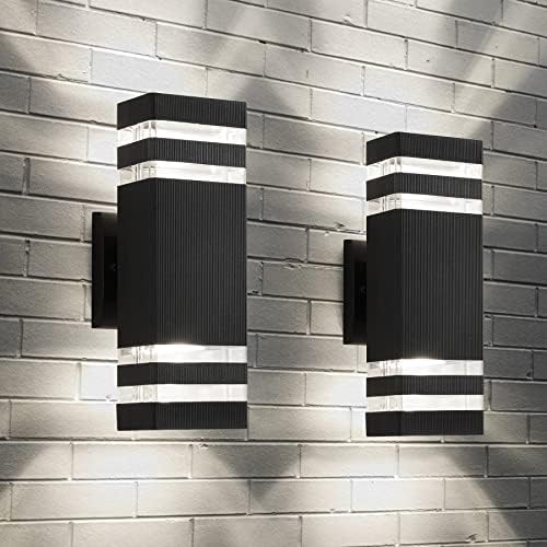 ZSMAIKU LED Square Up and Down Outdoor Light Fixture,Garage Outdoor Lights 2PACK, GU10 Bulbs 14W IP65 3000K 1200LM Warm White,Outdoor Lights for House, Outdoor Sconce Lights for Patio Garage