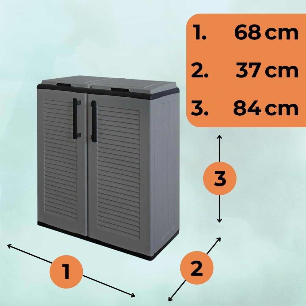 Mülltrennsystem 2Fach Mülltonnenbox 2 Fächer Müllsackständer mit Deckel 2er Garten Schrank Müllbox Trennsystem Müll Abfall & Recycling Sack