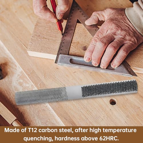 Image of Pilarmuture 8in 4 Way Wood Rasp File,High Hardness Woodworking Rasp,Professional Carbon Steel Wood Rasp for Woodworking,Multifunctional Hand File for Wood,Metal,Leather