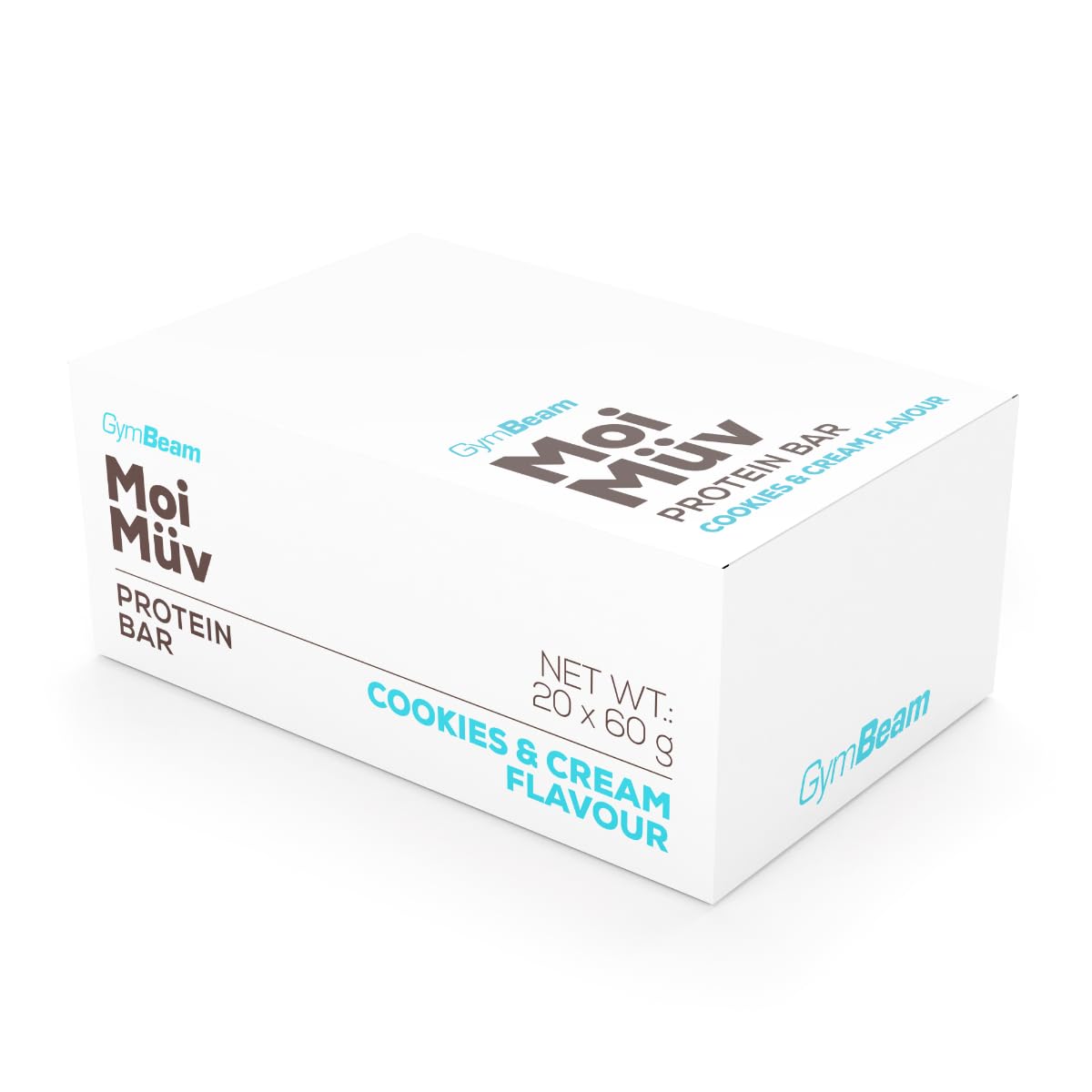 Barritas de proteínas GymBeam MoiMüv, 24 x 60 g, Cookies Cream