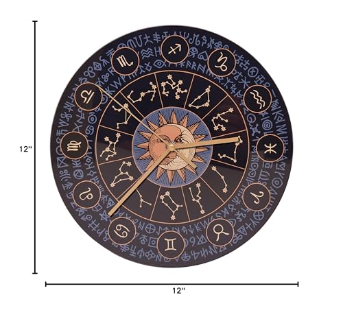 Reloj de pared redondo de vidrio con constelaciones zodiacales miniatura 3