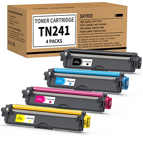 Skydo TN241 TN245 Toner TN 241 Cartucho de tóner Compatible para Brother TN241 Toner para Brother DCP 9020CDW DCP 9015CDW HL 3140CW MFC 9330CDW MFC 9340CDW MFC 9140CDN HL 3150CDW HL 3170CDW (4 Pack)