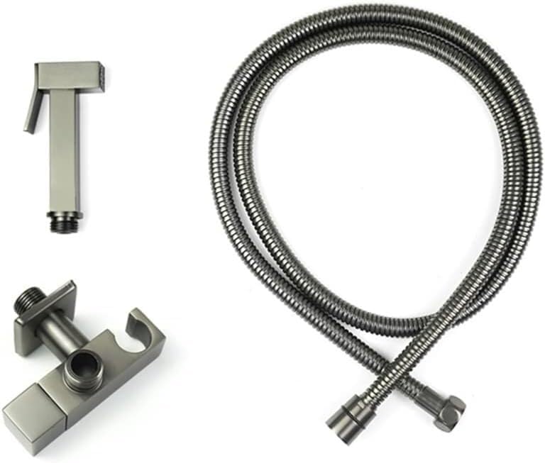Toilet Bidet Kit with Hand Shower Brass Handheld Bidet Sprayer for Personal Hygiene Toilet Cleaning Gray with Stainless
