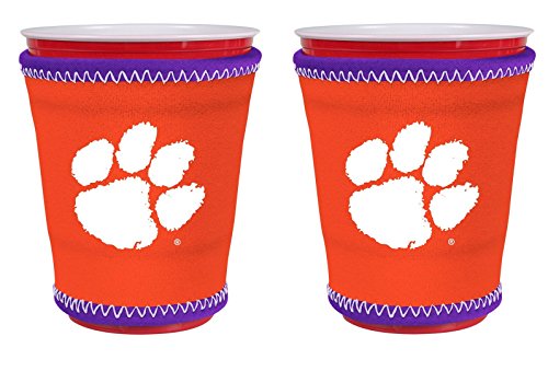 College Logo New Drink Glass Cup Insulated Kup Holder 2-Pack (Clemson Tigers)
