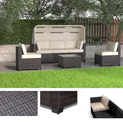 Versatile 6-Piece Outdoor Rattan Patio Furniture Set with Retract...