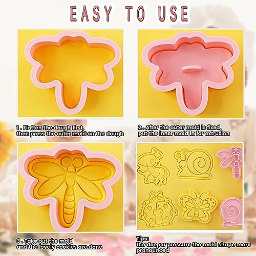 WishesMar Cartoon Insect Shape Cookie Cutters Set 8 Pieces 3D Biscuit Cutter Kit - Image 3