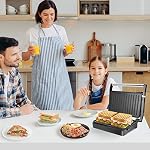 Aigostar 1000W Panini Press Sandwich Maker with Non-Stick Coated Plates - Image 2