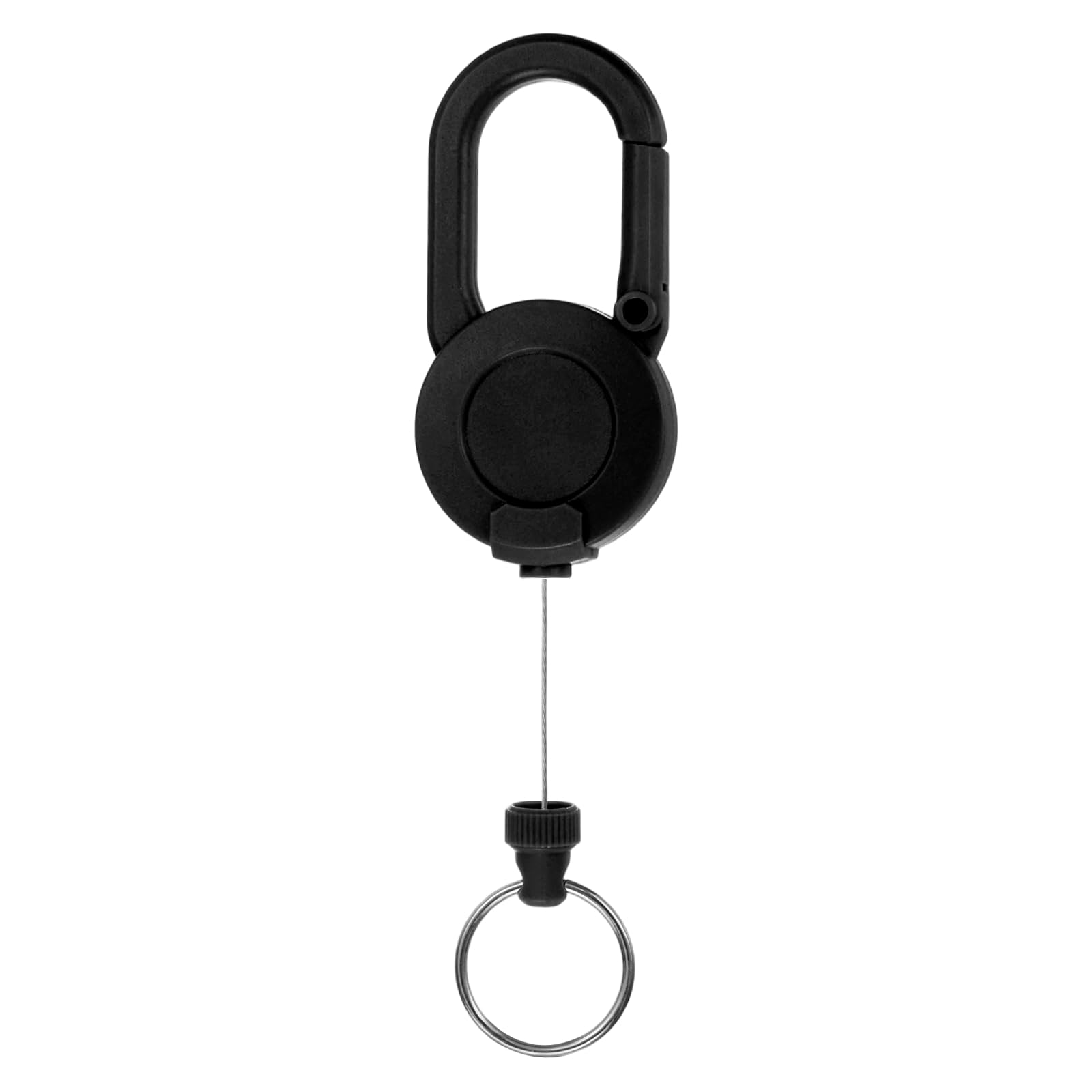 PATIKIL Heavy Duty Retractable Keychain, Retractable ID Badge Holder Reel with 23.6" Steel Cord Key Ring Clip & Round Clasp for ID Cards Keys Golf Fishing Items, 1 Pack (Black)