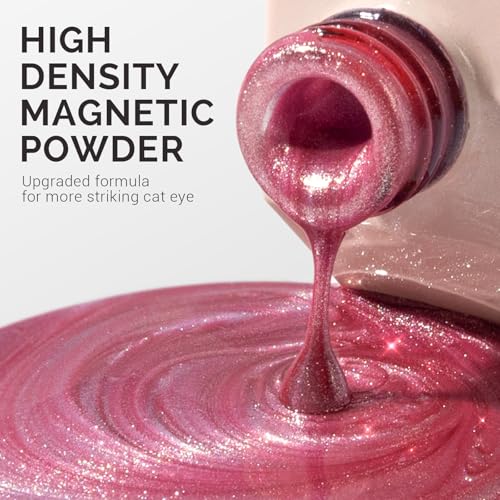 Image of MelodySusie Jeweliver Cat Eye Gel Nail Polish, 0.5 Fl Oz Hot Pink Glitter Holographic Magnetic Nail Polish with Magnet, UV Nail Polish for Nail Art Manicure Salon DIY at Home C25