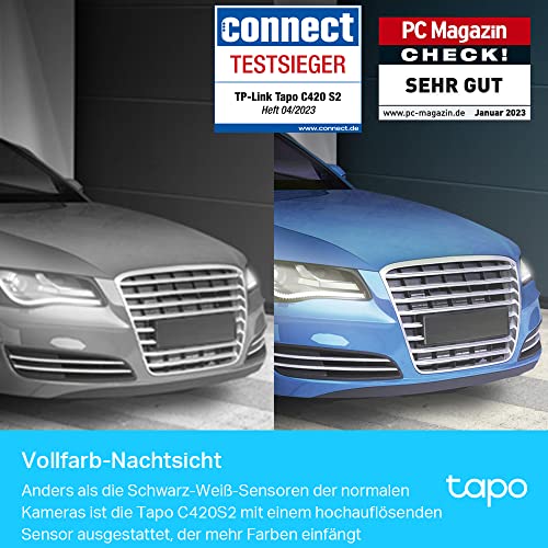 Tapo C420S2 Überwachungskamera Aussen, 2K Hochauflösung, 5200mAh wiederaufladbarer Akku, Vollfarb-Nachtsicht, Intelligente Identifikation, microSD-Karte und Cloud-Speicher, 2-Cam-Set – Bild 5
