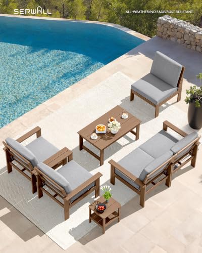 Image of SERWALL HDPE Outdoor Patio Furniture Set Outdoor Couch