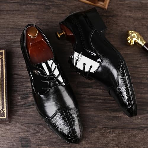 Men's Vintage Patent Leather Pointed Toe Oxford Shoes Dress Shoes Formal Business Casual Lace Up Shoes for Men3
