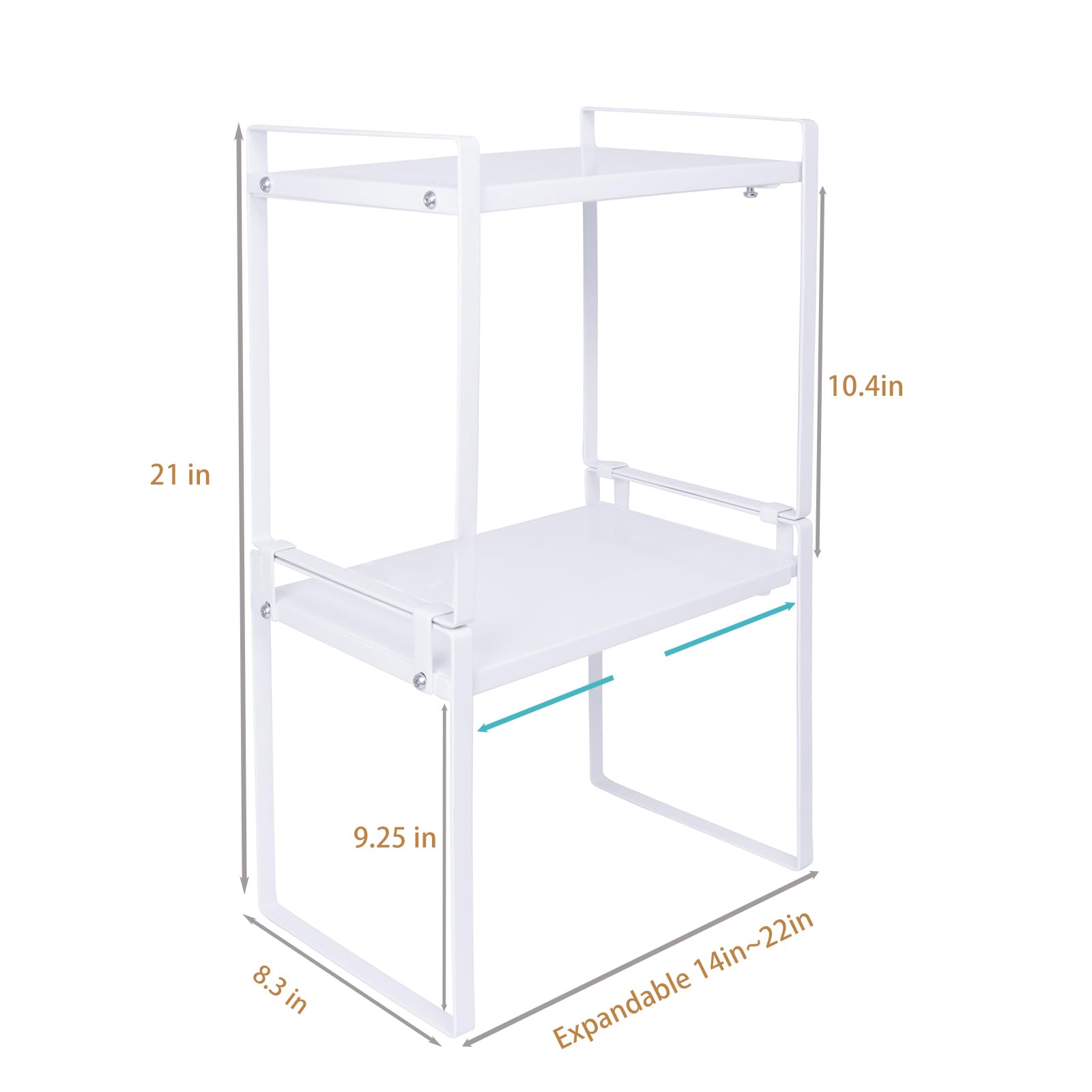 Opexscal Expandable Cabinet Shelf Organizer Kitchen Spice Rack Organization Stackable Shelves for Bathroom Cupboard Pantry Countertop Storage, 2 Pack