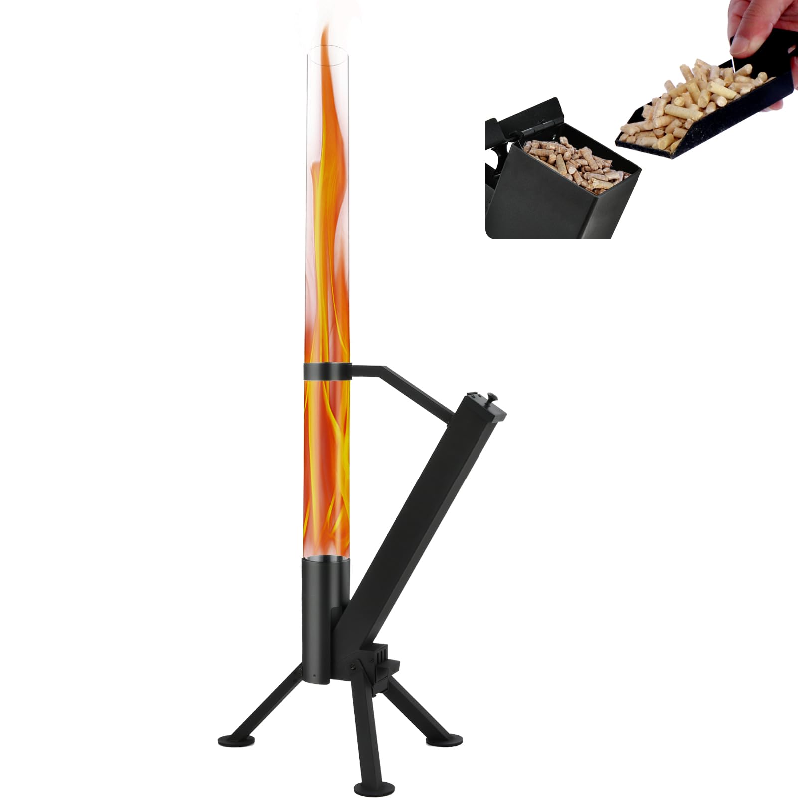 CHARMELEON Wood Pellet Fire Pits for Outside – Portable Wood Pellet Heater – Painted Stainless Steel Outdoor Fire Pit for Backyard – Patio Rocket