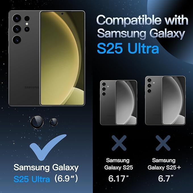 Image of Camera Lens Protector for SAMSUNG GALAXY S25 ULTRA BLACK HD Clear Camera Lens Case Friendly Scratch Resistant Lens Cover Full Coverage Camera Guard Waterproof Heavy Duty Camera Protector