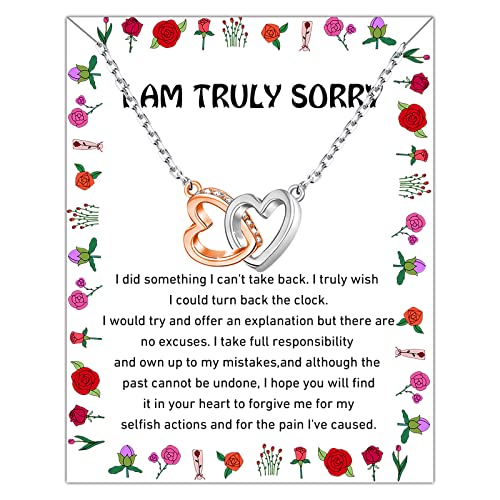 WSNANG Apology Gifts I'm Sorry Gifts for Her Interlocking Heart Necklace Forgiveness Gift...