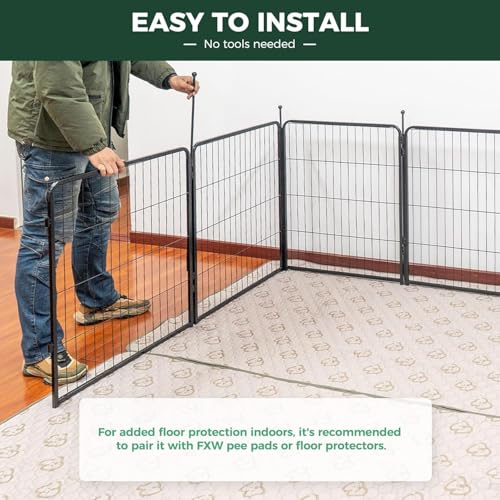 Image of FXW Rollick Unleashed Dog Playpen for Indoor, Yard, RV Camping, 32 inch 16 Panels Dog Pen with Connectors (Pack of 2) for Small and Medium Dogs, Black│Patented