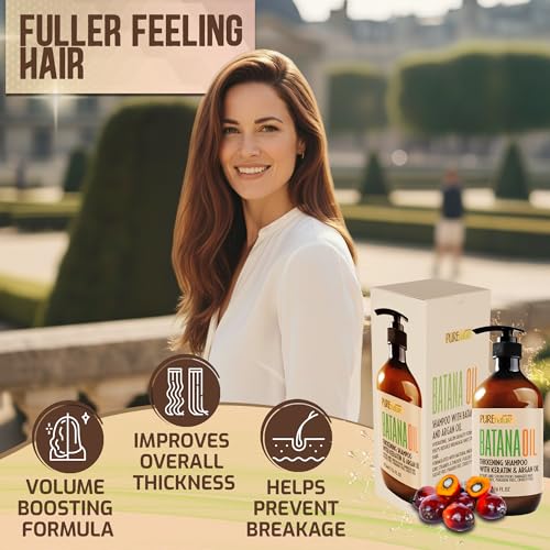 Image of Batana Oil Shampoo - Sulfate Free Thickening Formula - Paraben Free Volumizing Shampoo for Thinning, Fine Hair - Professional Volume Boosting Salon Care for Women and Men with Thin Hair - 16 Fl Oz