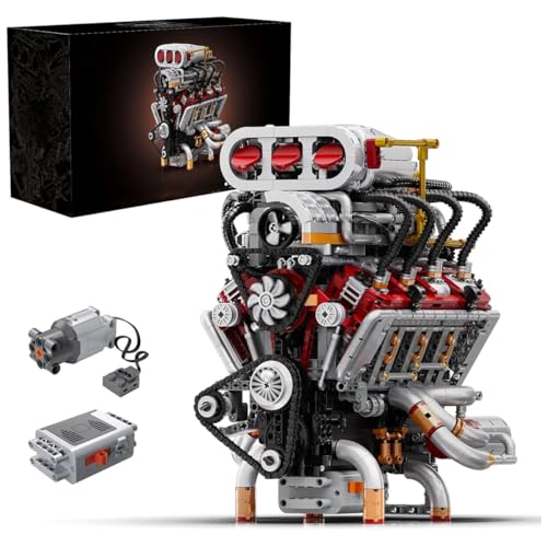 Conjunto de Construção de Motor V8: Um kit de motor V8 em miniatura funcional. Uma decoração para casa ou escritório para meninos de 8 a 14 anos (2.347 peças)
