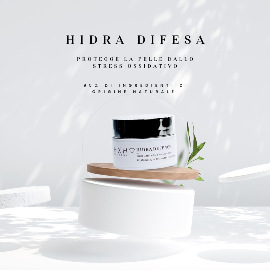 Hydra Difesa Crema Viso Idratante e Antiossidante 50ml | Pelle Secca e Impura, Base Trucco Leggera, Protezione Stress Ambientale, Con Collagene e Oli Naturali