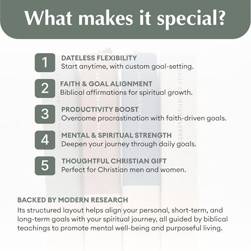 Christian Journal Co Daily Christian Planner - 6 Month | Cotton Hardback Goal Setter, Faith Planner & Devotional Prayer Journal | Align Your Personal & Religious Goals | Great Gift For Men & Women - Image 6