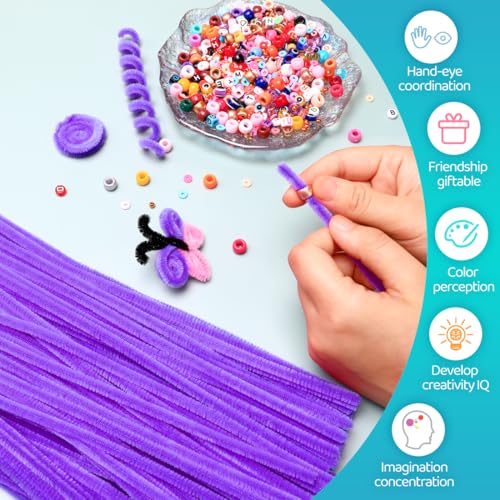 Image of IOOLEEM 500pcs Purple Pipe Cleaners Bulk for Crafts Art and Craft Supplies
