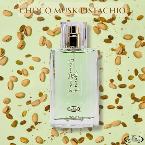 Image of Al-Rehab Choco Musk Marshmallow & Pistachio Eau de Parfum Sprays 50ml (1.65 oz) | Gourmand Perfume with Chocolate & Vanilla | Long-Lasting Sweet Fragrances (Bundle)