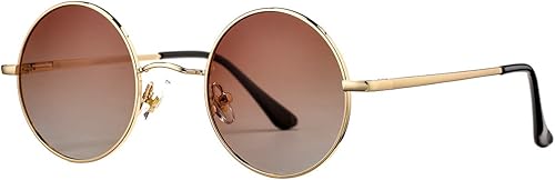 PORADAY Circle Lennon - Gafas de sol polarizadas redondas retro, estilo hippie, gafas de sol de círculo pequeño