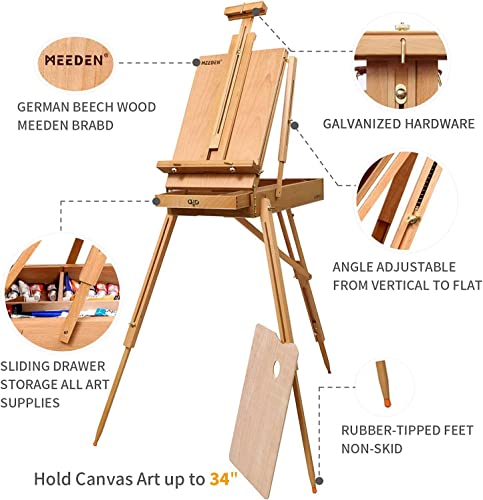 Meeden Acrylic Painting Set, Acrylic Paint Set With French Easel, 15X100Ml Acrylic Paints, Paintbrushes, Stretched Canvases, Acrylic Painting Supplies,Easel Sets For Painting For Adults #TOP1