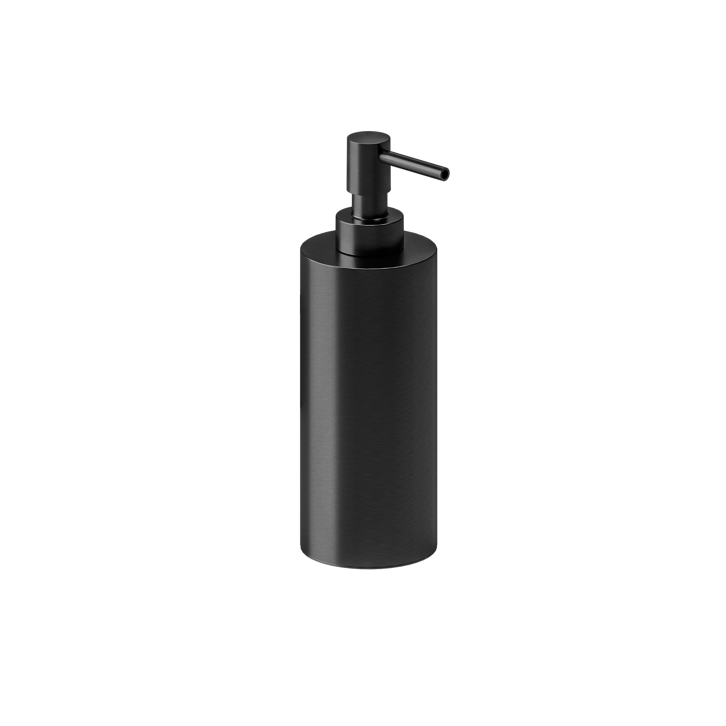 Cosmic Architect SP Dispensador de Jabón para Baño de Diseño Elegante y Circular. Dosificador de Encimera para Aseo y Cocina de Metal. Accesorio Recargable de 240 Ml en Color Negro Cepillado PVD