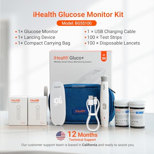 iHealth Gluco+ Wireless Smart Glucose Monitor Kit, 100 Strips & 100 Lancets - image 8