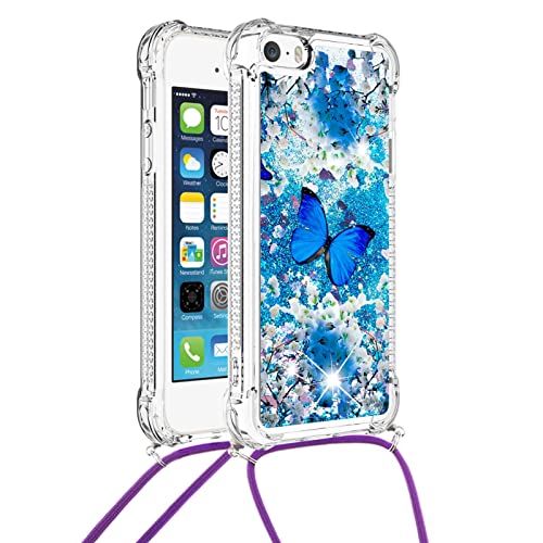 Silber Glitzersand Handyhülle für iPhone 5/5s/SE Hülle Flüssig Glänzend Hülle Durchsichtig Transparent Weich Silikon Cover Lieblich Kreativ Schlüsselband Schutzhülle für iPhone 5/5s/SE-Schmetterling Silber Glitzersand Handyhülle für iPhone 5/5s/SE Hülle Flüssig Glänzend Hülle Durchsichtig Transparent Weich Silikon Cover Lieblich Kreativ Schlüsselband Schutzhülle für iPhone 5/5s/SE-Schmetterling