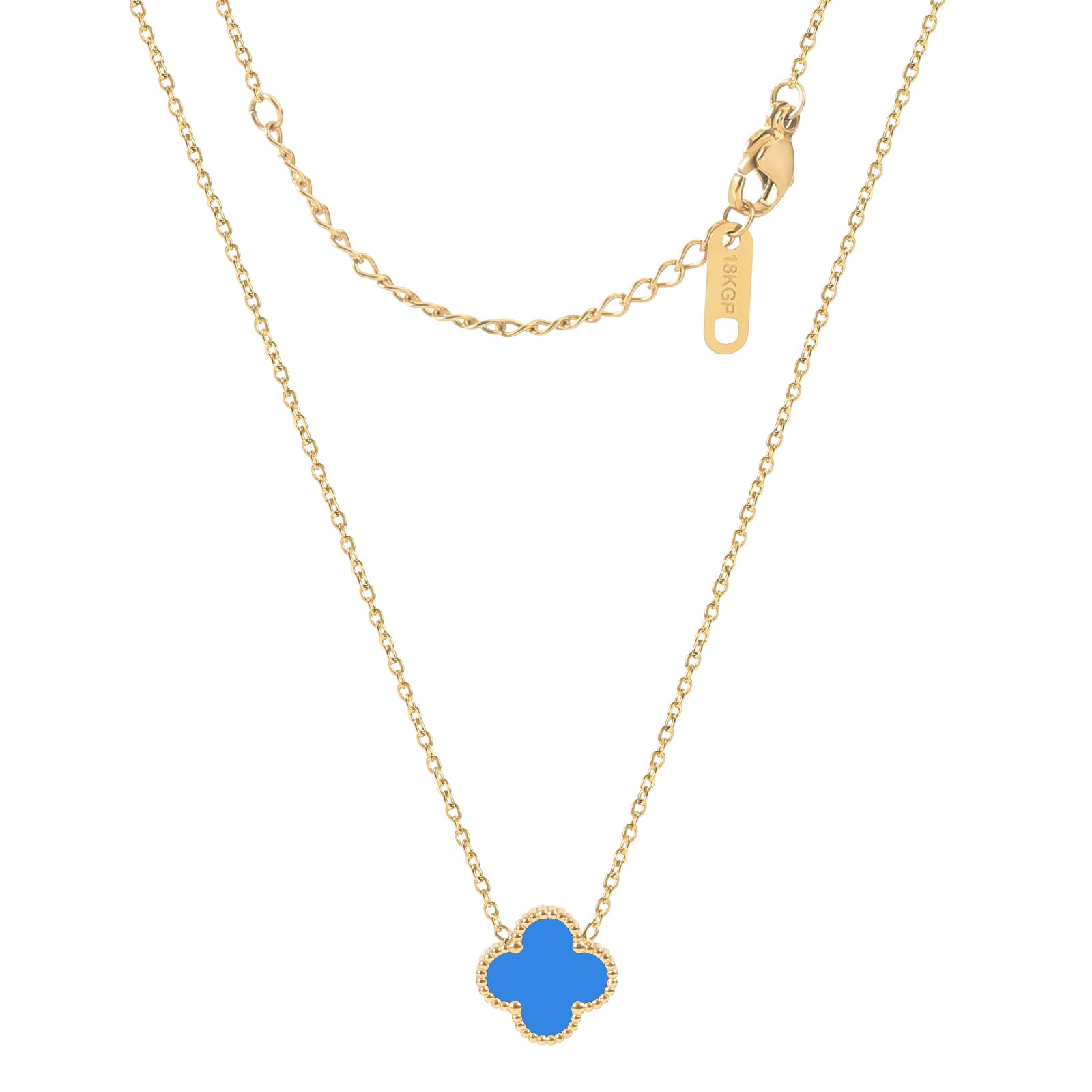 for Double Sided Fritillaria Lucky Four Leaf Grass 18K Titanium Steel Simple Fashionable Necklace