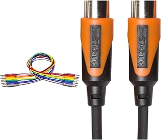 HOSA CMM-845 3.5 mm TS to 3.5 mm TS Unbalanced Patch Cables, 1.5 Feet & Roland Rmidi-B3 Black Series Midi Cable. Straight Din Connectors, 3Ft / 1M Length.