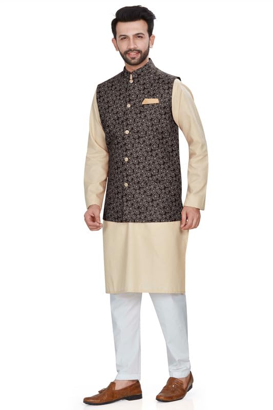 Image of BE ACTIVE Cotton Nehru Jacket for Men | Versatile Festive & Casual Ethnic Wear | Ethnic Standard Length Jacket