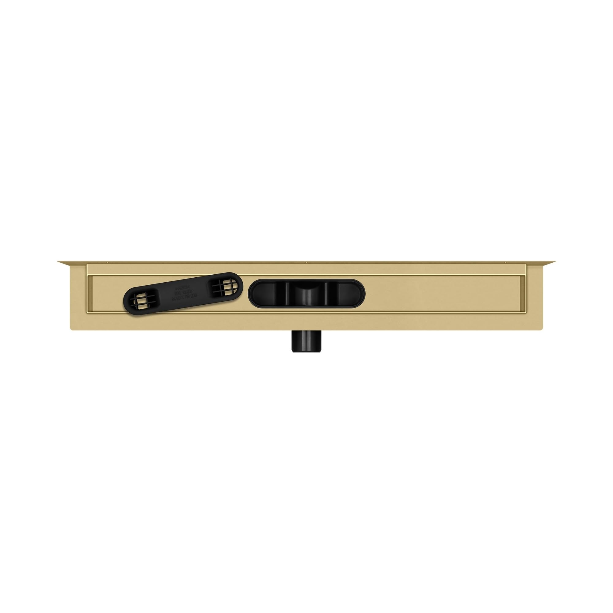 Wand-Duschrinne Premium SLX Gold PVD 90 cm, Duo-Rost – befliesbar oder mit Edelstahlabdeckung, Edelstahl AISI 304, Siphon Ø50, Haarsieb