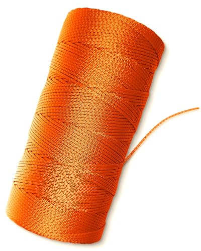 Orange Mason Line String Line - 18 Braided Nylon String - 1,000 Ft Length - Nylon Twine for Gardening Or Masonry Tools - Perfect Construction String for A String Level, Twine String for Gardening