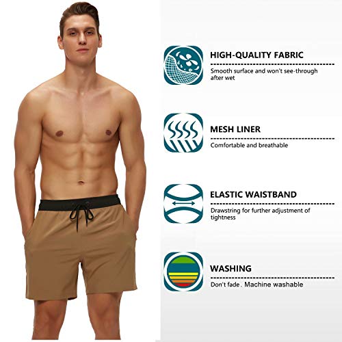Image of Tyhengta Men's Swim Trunks Quick Dry Beach Shorts with Zipper Pockets and Mesh Lining