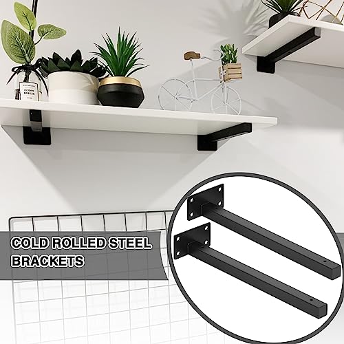 Faankiton 4 Pieces Heavy Duty Shelf Brackets, Floating Shelf Bracket, Industrial Black Shelf Brackets - Image 2