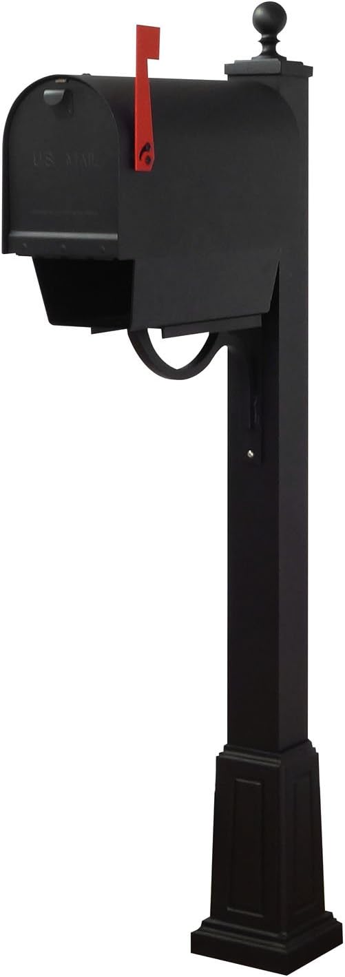 Special Lite Products Titan Aluminum Curbside Mailbox with Newspaper Tube and Springfield Mailbox Post with Base