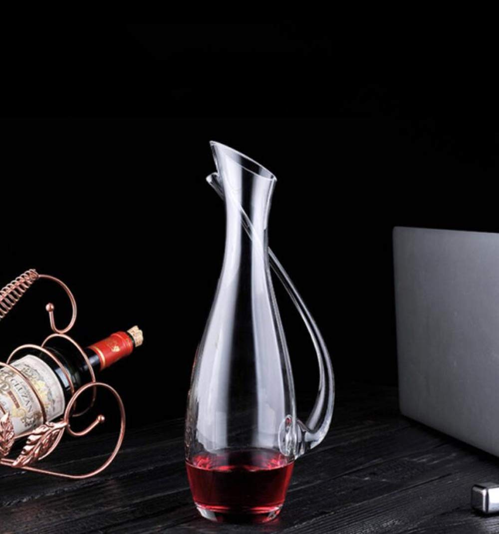 Decantador de Vino Tinto - Jarra de Vino de Cristal con asa Inclinada Jarra de Vino Tinto soplada a Mano